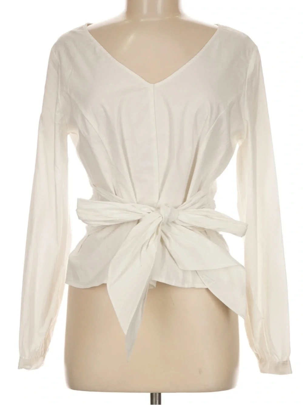 The Cutest Jane and Delancey White V-Neck Tie-Waist Blouse - Picture 1 of 5